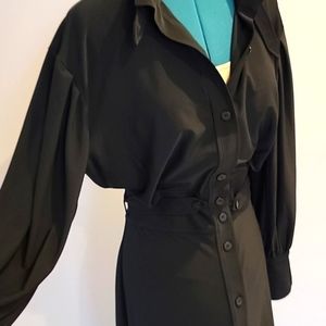 Zara Black Long sleeve button down dress with split sleeves.